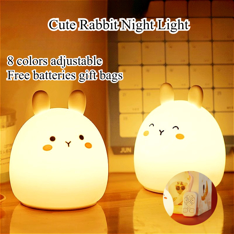 Rabbit LED Night Light Touch Sensor 8 Colors cartoon rubbit sleeping ...
