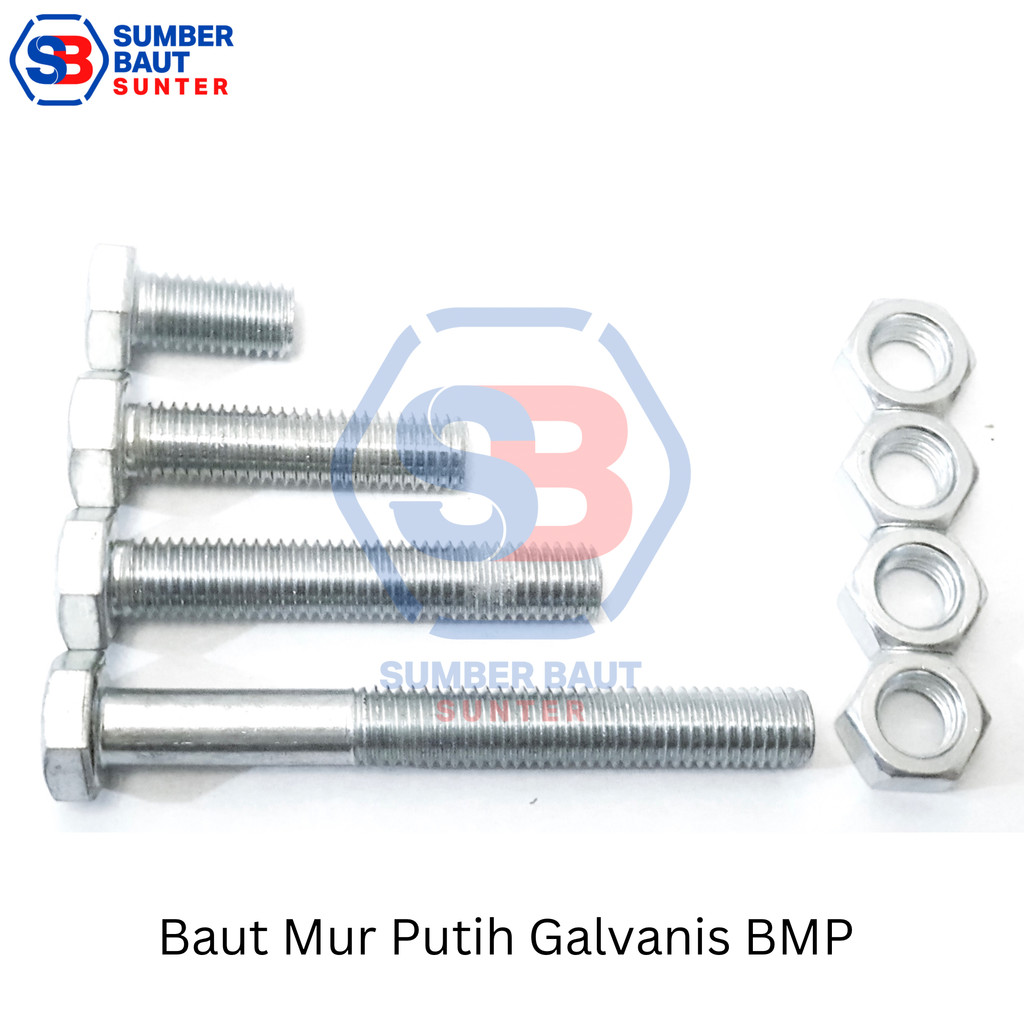 M7x50 White Hexagon Bolt Nut BMP Hex 7x50 Key 11 Galvanized | Shopee ...