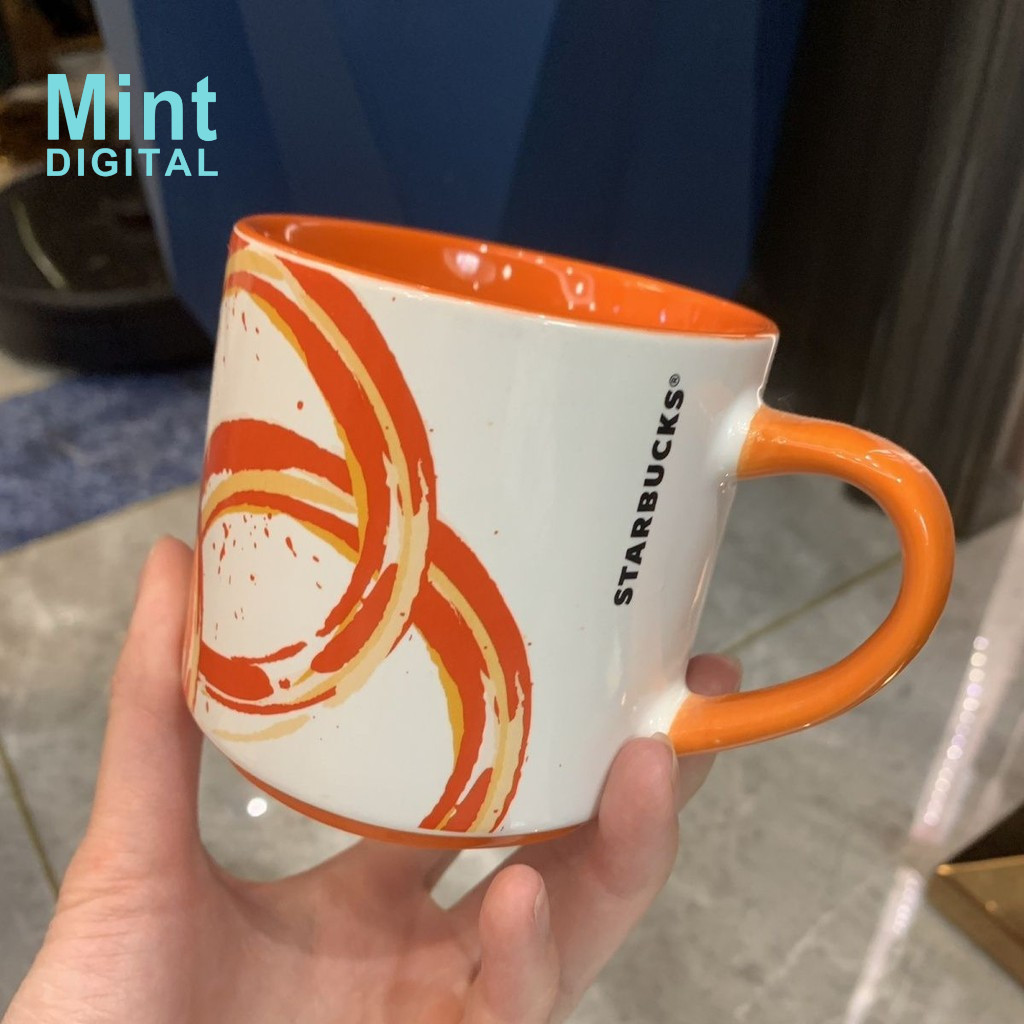 Starbucks Cup Creative Orange Line Design Ceramic Cup Breakfast Coffee ...