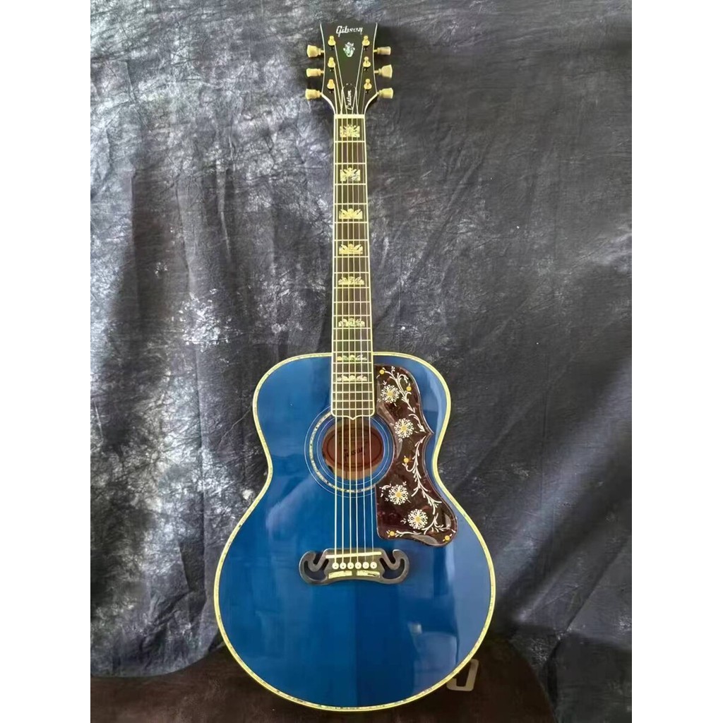 Gibson J-200 J200 Acoustic Guitar All Solid Wood Body Blue 42 Inches ...