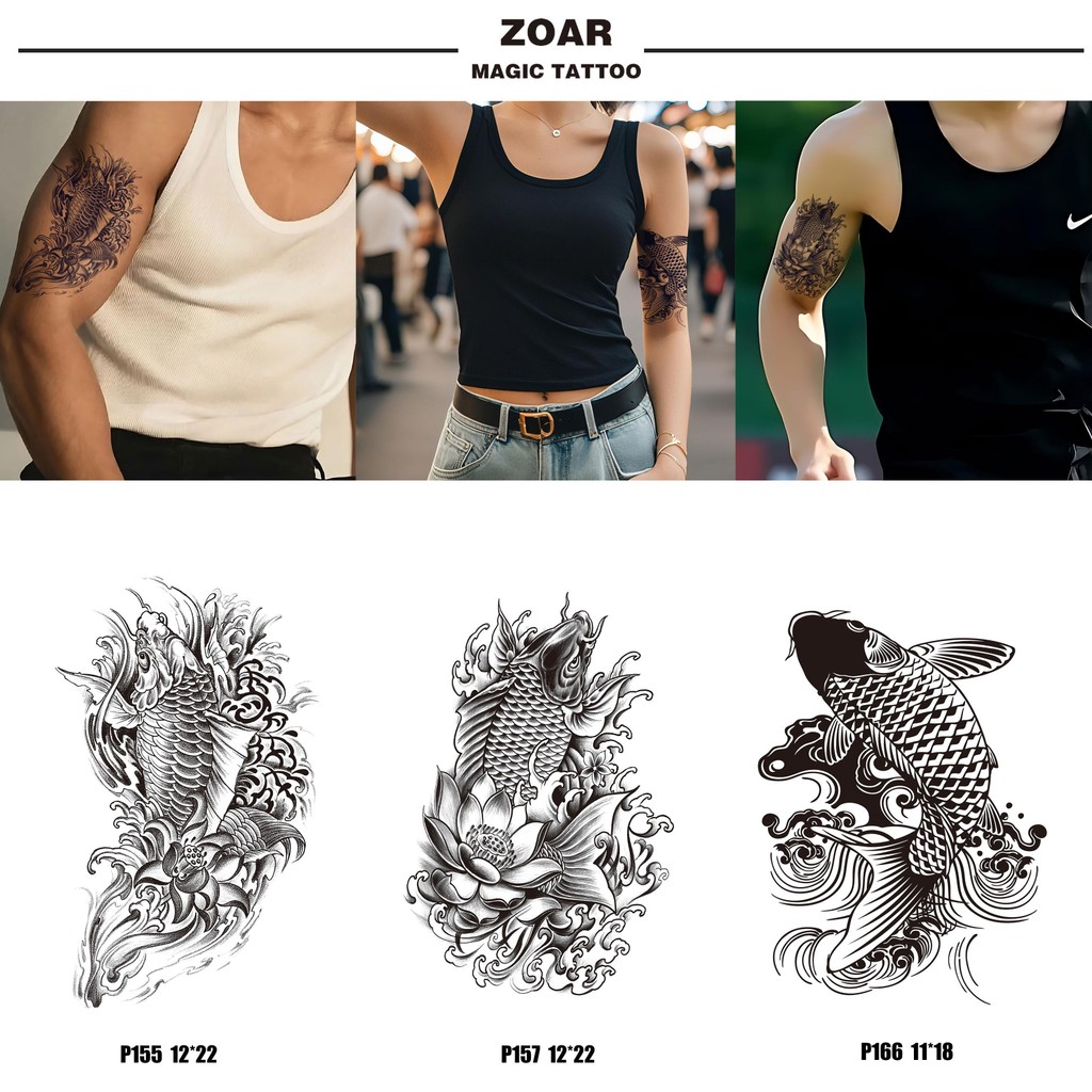 Pagpapadala mula Bulacan Temporary tattoo sticker ZOAR-52【carp ...