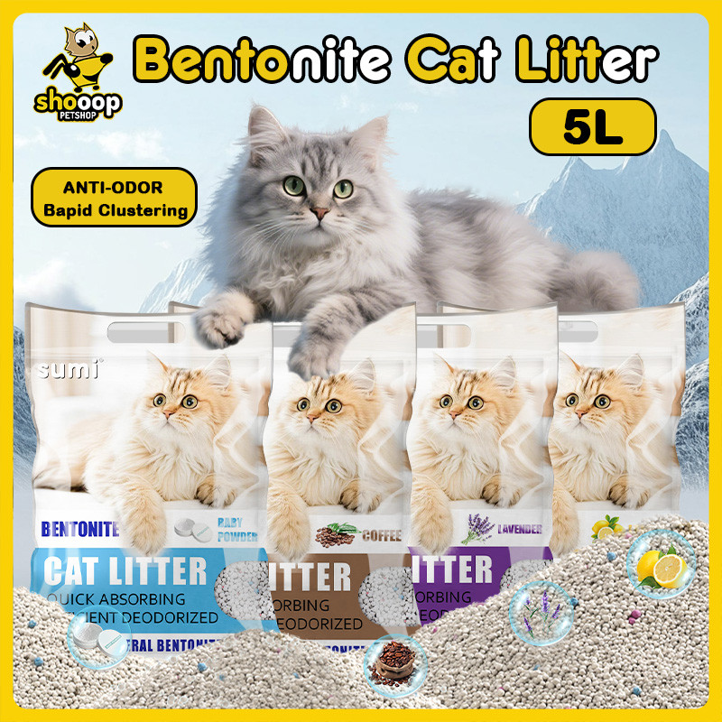 View of Cat Litter Sand 10L/5L Premium Bentonite Cat litter Highly Absorbent ...