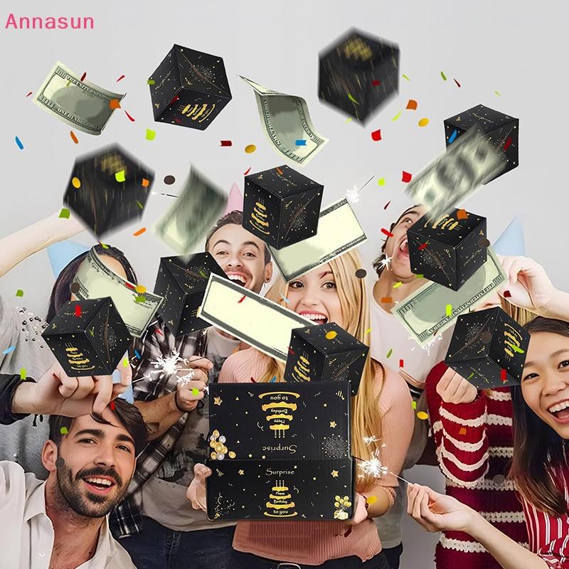 Annasun 10pcs Folding Explosion Surprise Gift Boxes ck Gold Bounce ...