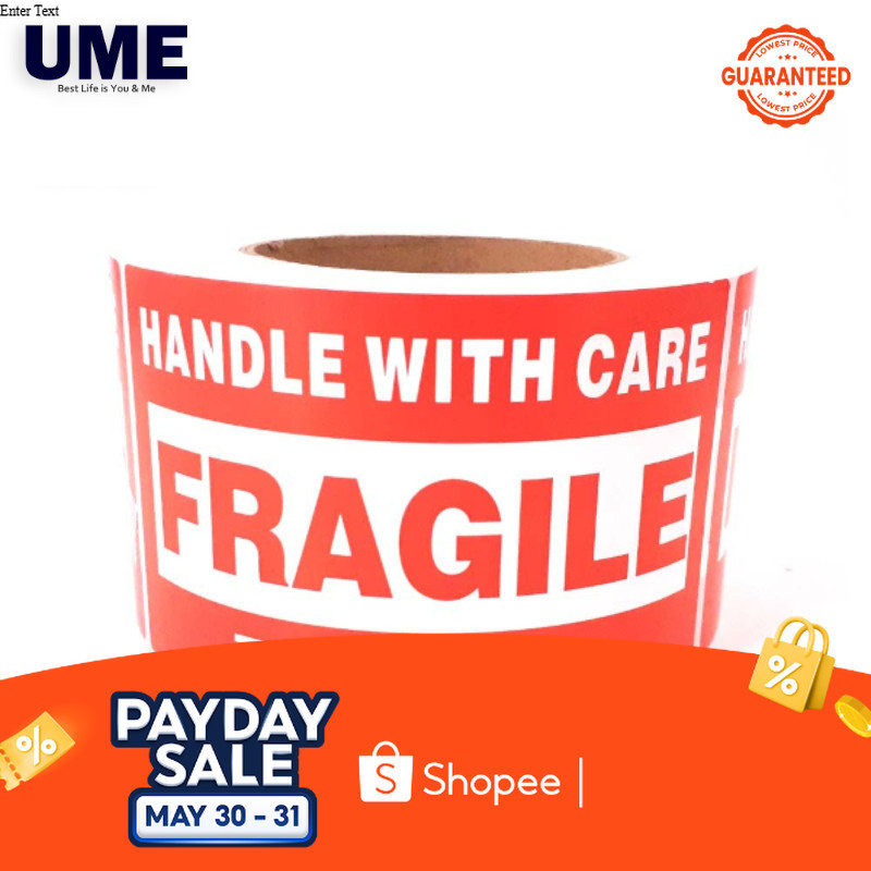 3x5 Inches 500Pcs/Roll Packing Warning Sticker Fragile Shipping Mailing ...