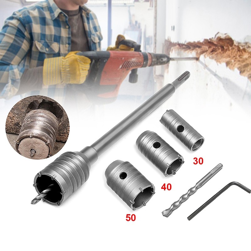 3Pcs 30/40/50Mm Sds Plus Shank Hole Saw Cutter Concrete Cement Stone ...
