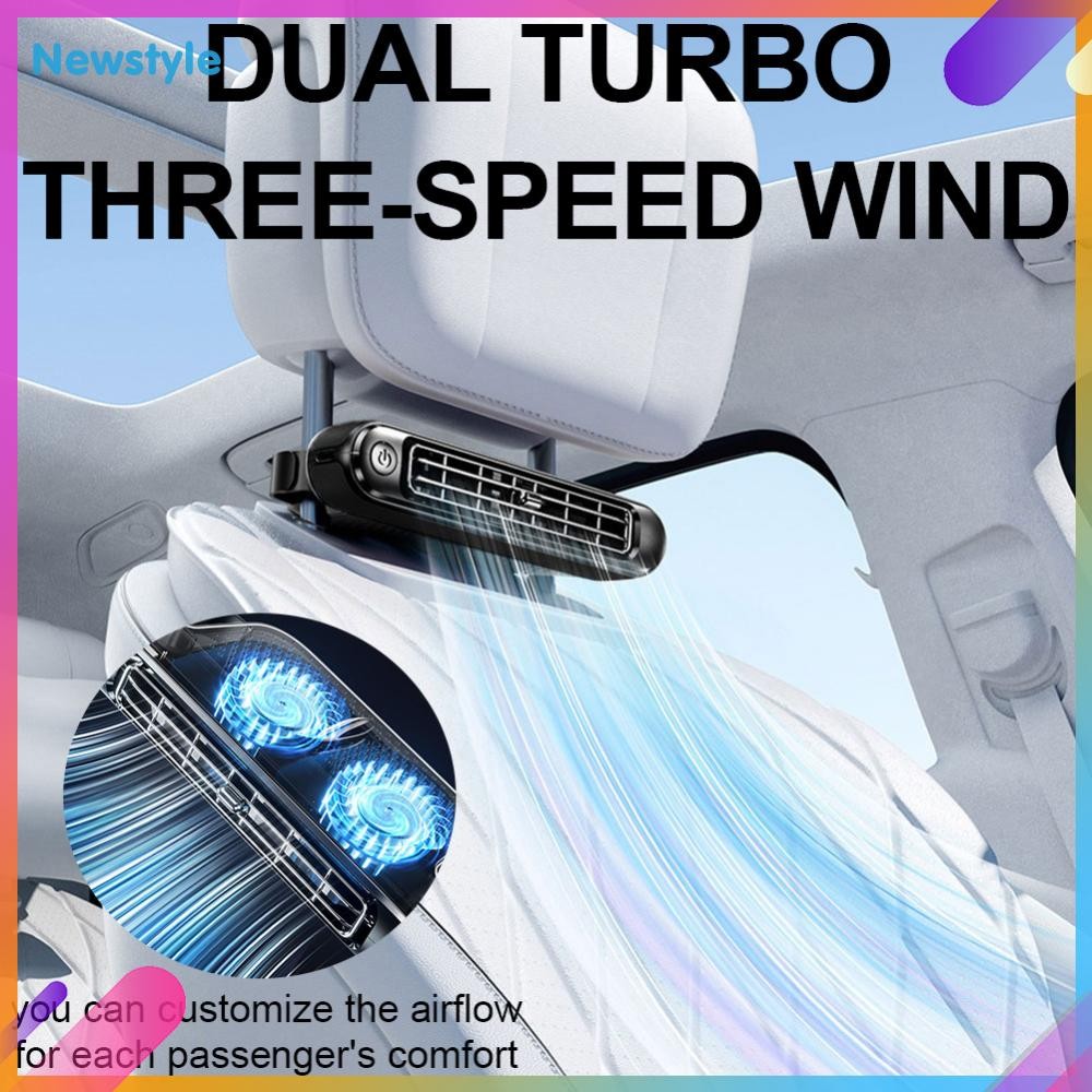 2PCS Car Rear Seat Fan Three Adjustable Wind Speeds Cooling Tool ...