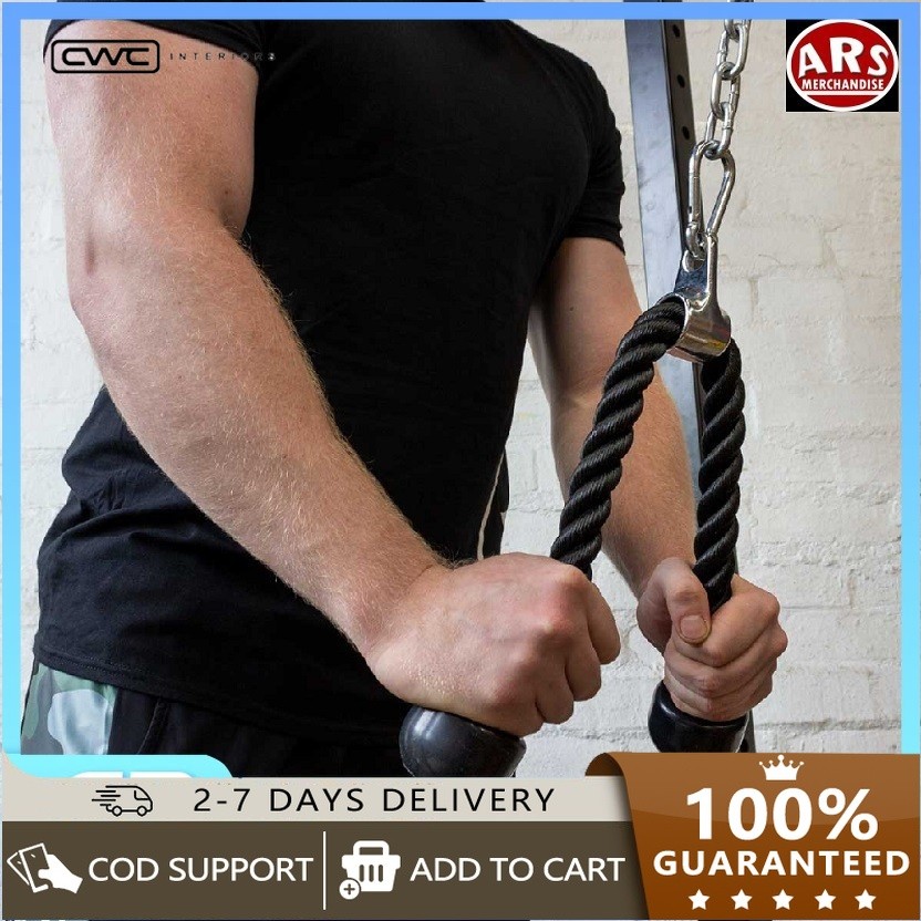 Tricep Rope Pull Down – 27-inch Rope Length, Easy to Grip & Non Slip ...