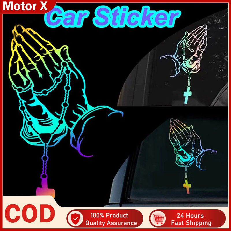 MOTOR 1Pcs Car Prayer Gesture Laser Sticker God Jesus Christ ...