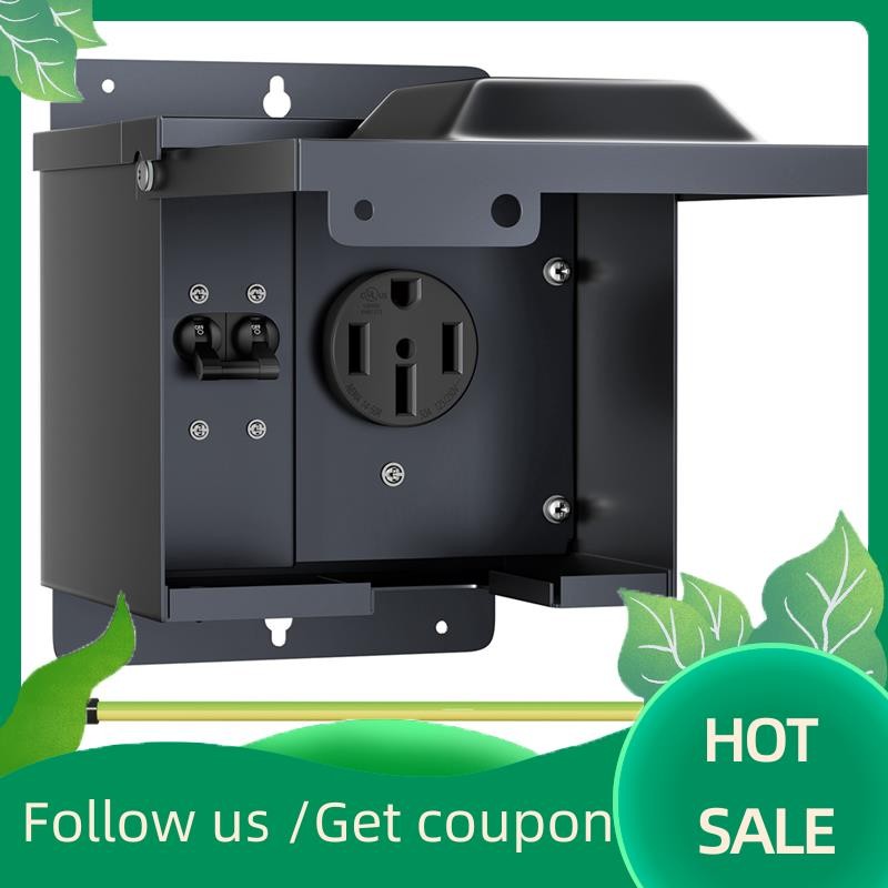 【In stock】50 Amp RV Power Outlet Box with Circuit Breaker Weatherproof ...