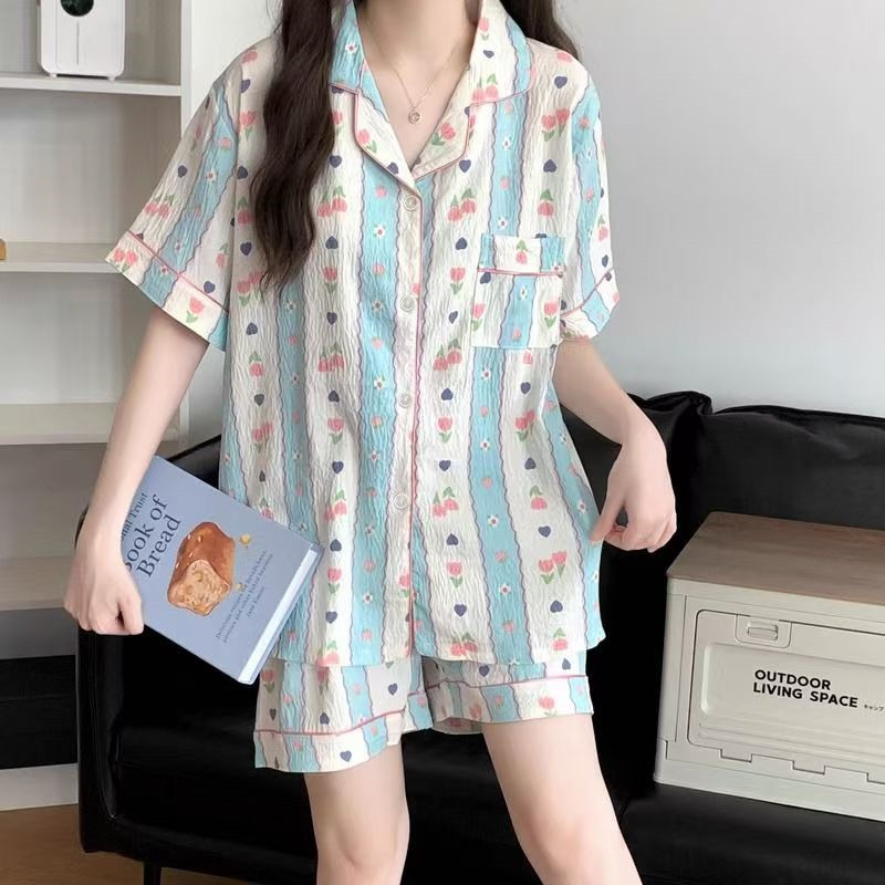 Pj Set Womens Short Sleeve Pyjamas Women Short Sleeve Cloud Cotton