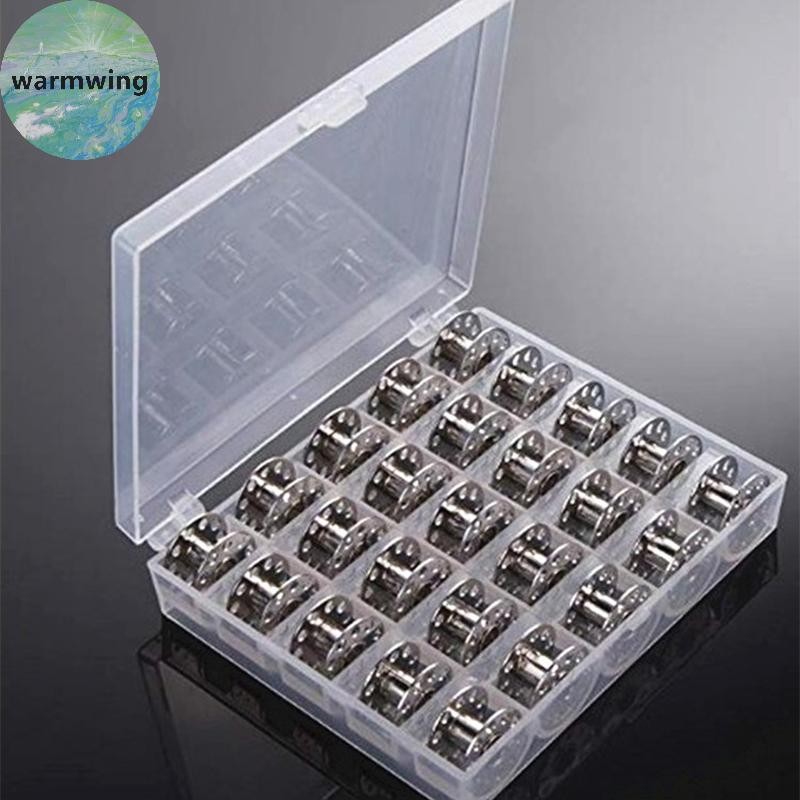 Warmwing 25/36Pcs Empty Bobbins Sewing Machine Plastic Case Storage Box ...
