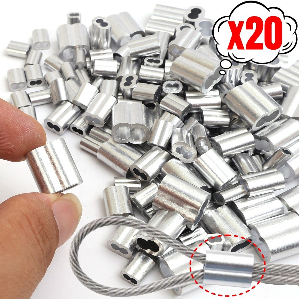 20Pcs 8-Shaped Aluminum M1.5-M4 Wire Rope Fixing Buckle Ferrules Round ...
