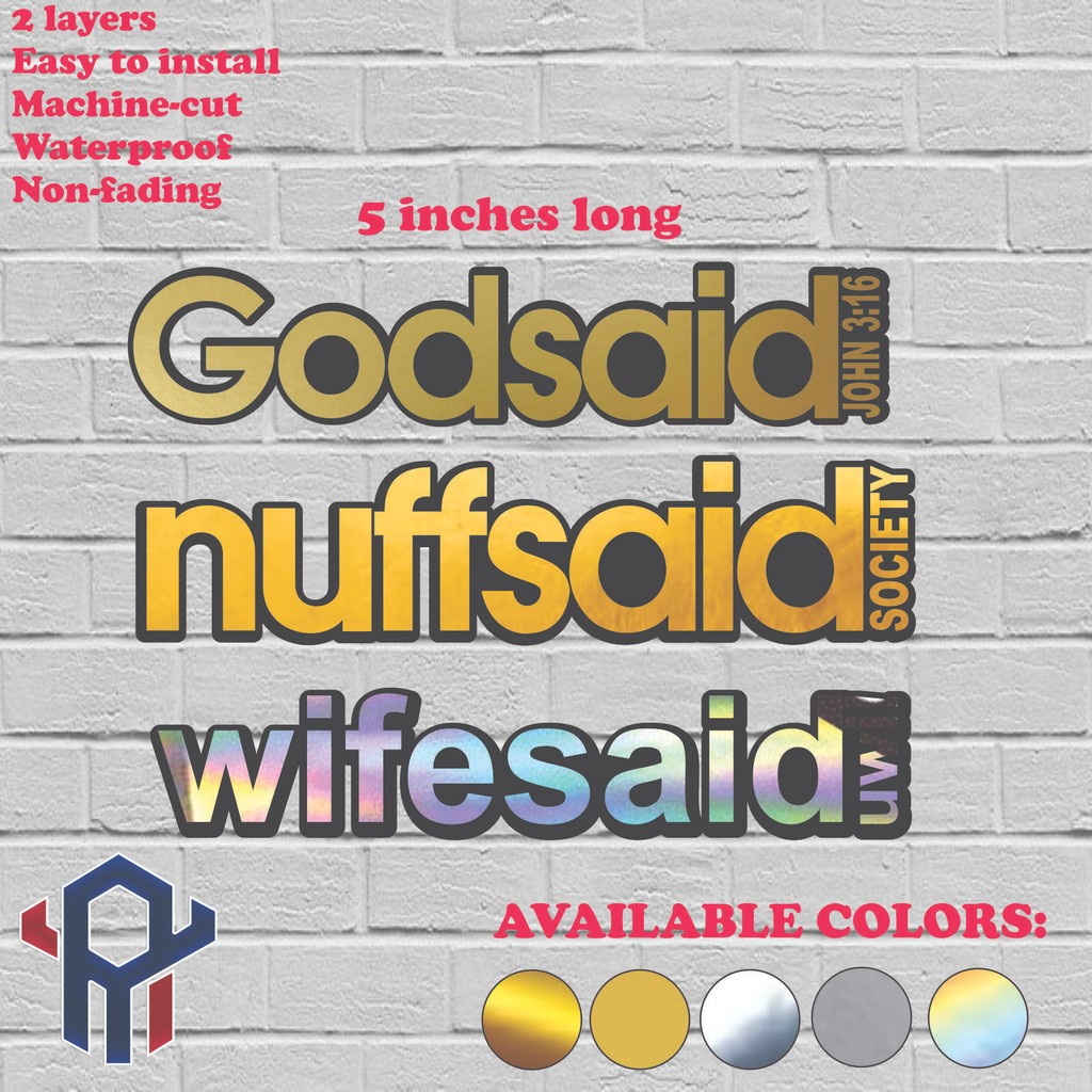 God said, wife said, nuff said waterproof sticker | Shopee Philippines