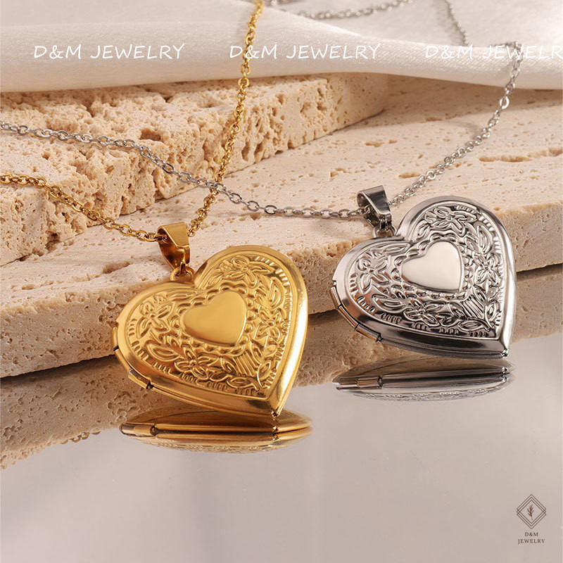 Photo locket Necklace Non tarnish Necklace Heart Pendant Women's Choker ...