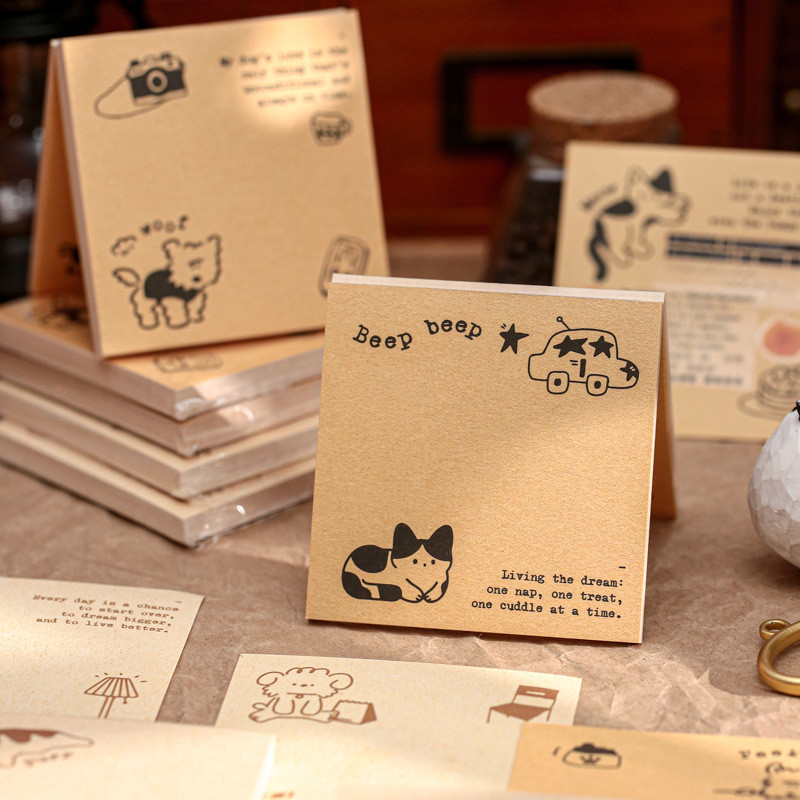 Cdaily|60 Sheets Cute Cartoon Theme Double Enjoy Packing Notes Fur Ball ...