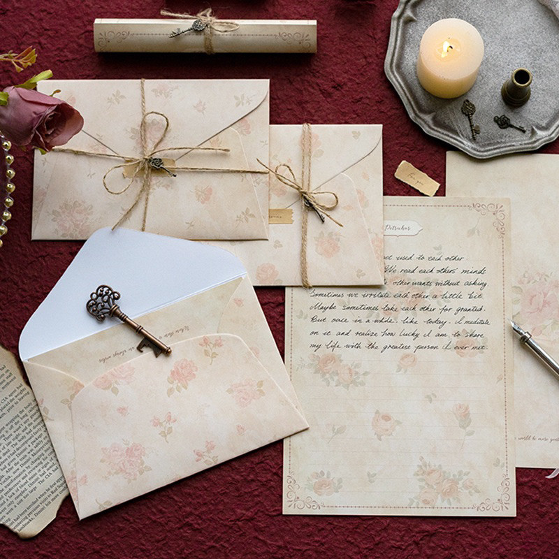 【COD】Thick Flower Paper Envelope Set Handwritten Retro Love Romantic ...