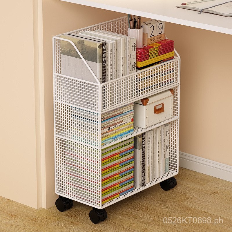 Small Bookshelf Movable Desk Side Use Floor Desk Storage Student ...