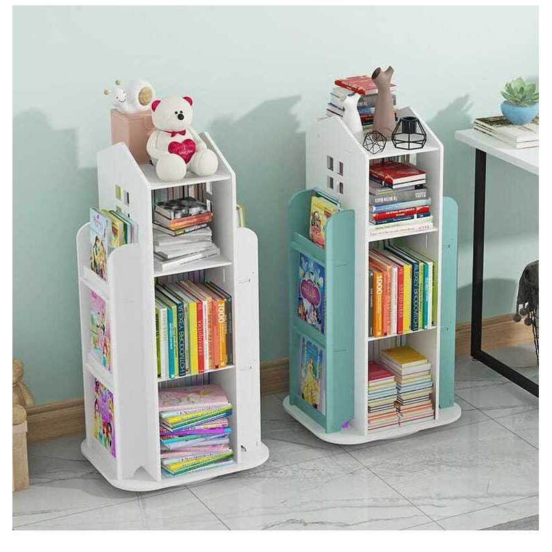 Children's 360 rotating bookshelf toy storage rack kindergarten baby ...