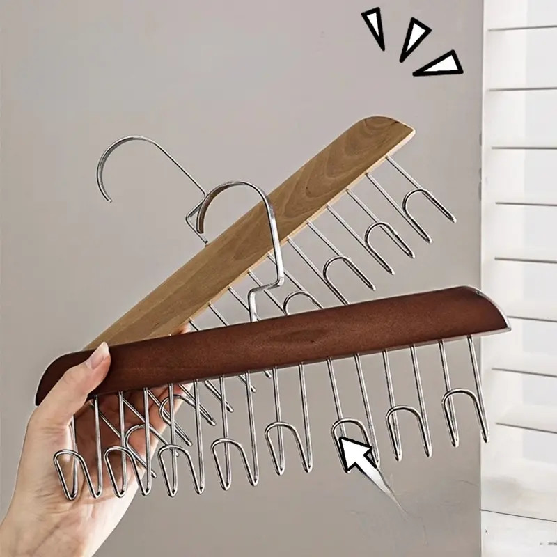 8 Hooks Non-Slip Solid Wood Hanger Space Saving For Woman Underwear ...