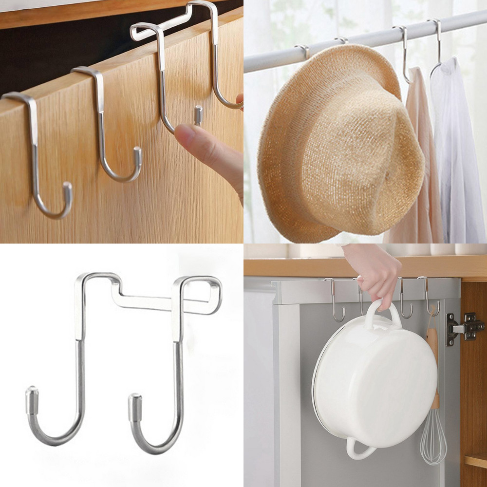 Double S-Shaped Stainless Steel Cabinet Hook Kitchen Railing Hanger for ...