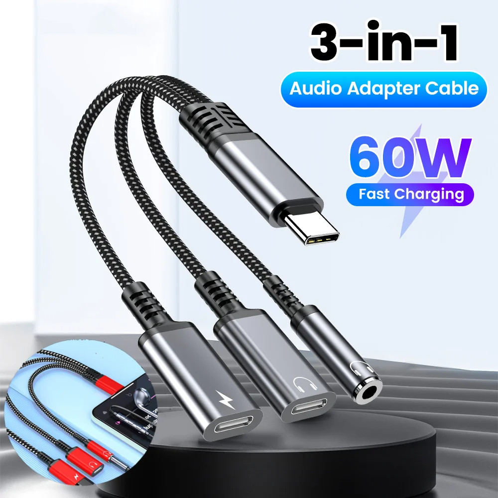 Twitch 3 in 1 PD 60W Fast Charge Adapter For Mobile Phone Type C to ...