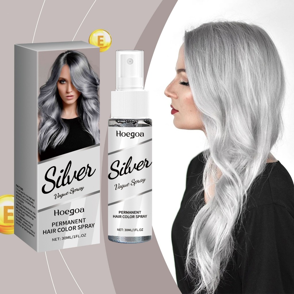 Hoegoa Permanent Hair Color Spray 30ml Silver Grey Hair Dye Spray ...