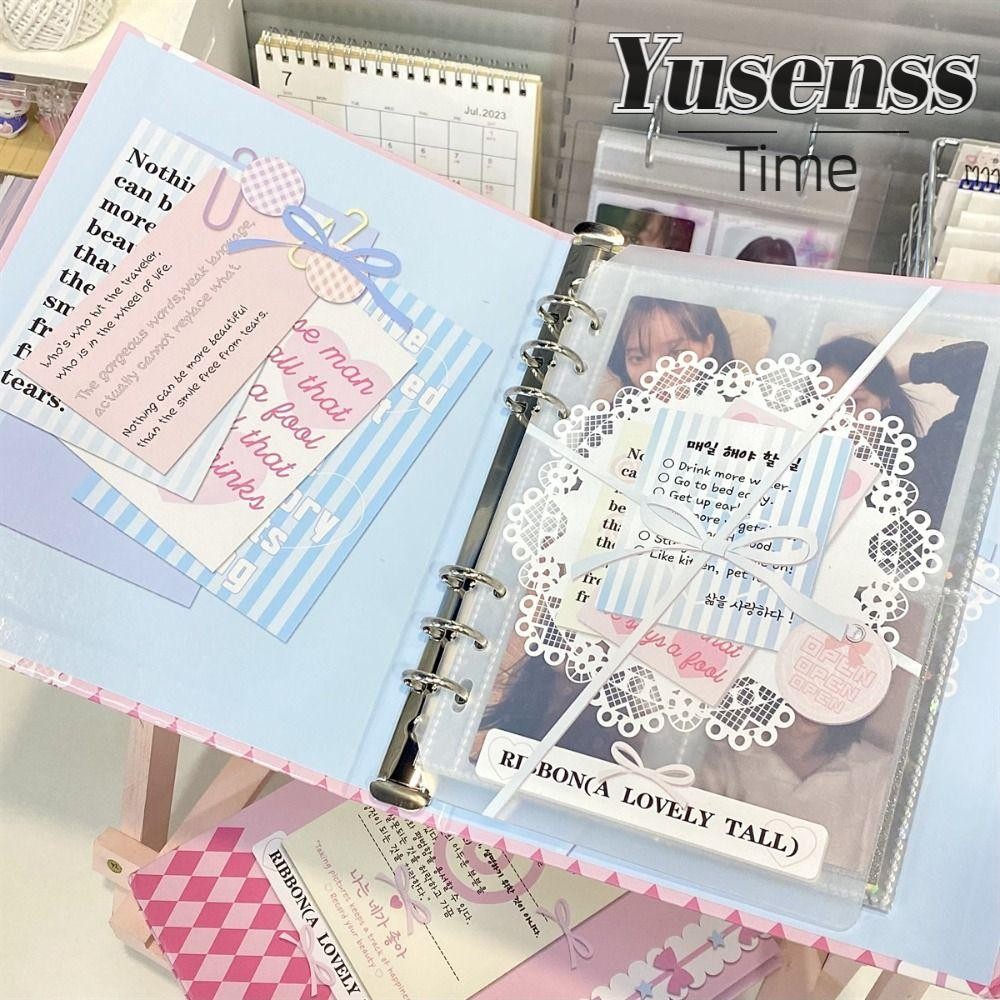 YUSENSS Photo Album, Loose Leaf Shell Ribbon Bow Photo Card Binder, A5 ...