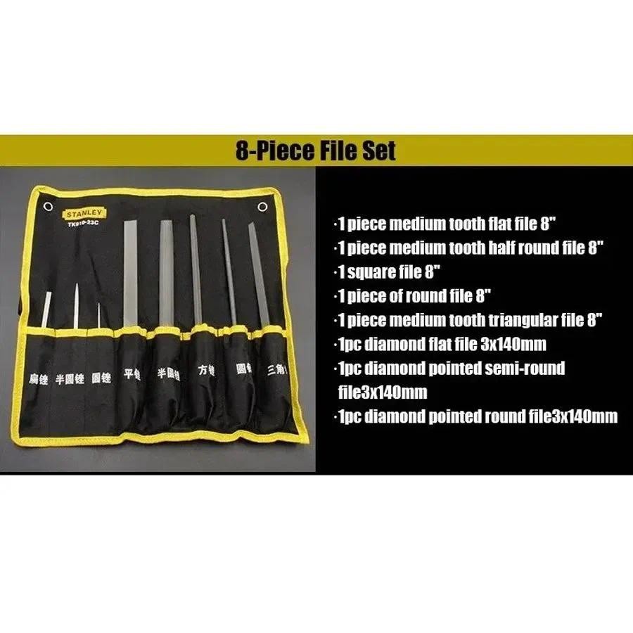 STANLEY TK910-23C File Set 8Pcs&Storage Bag Flat file/Round/Half Round ...