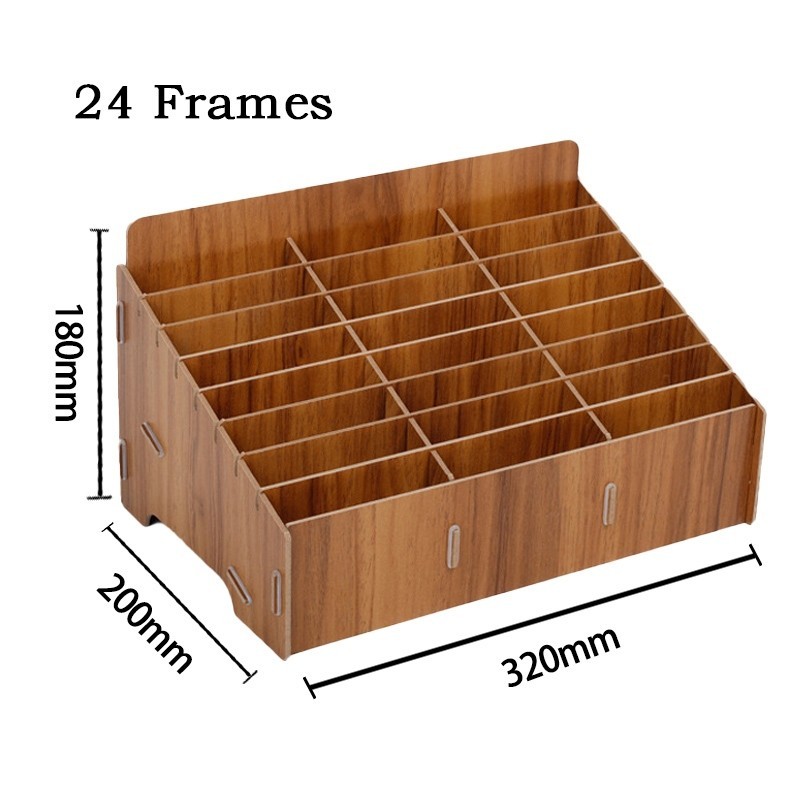 12/24 Grid Wooden Phone Storage Box Multi Grid Phone Storage Box Office ...