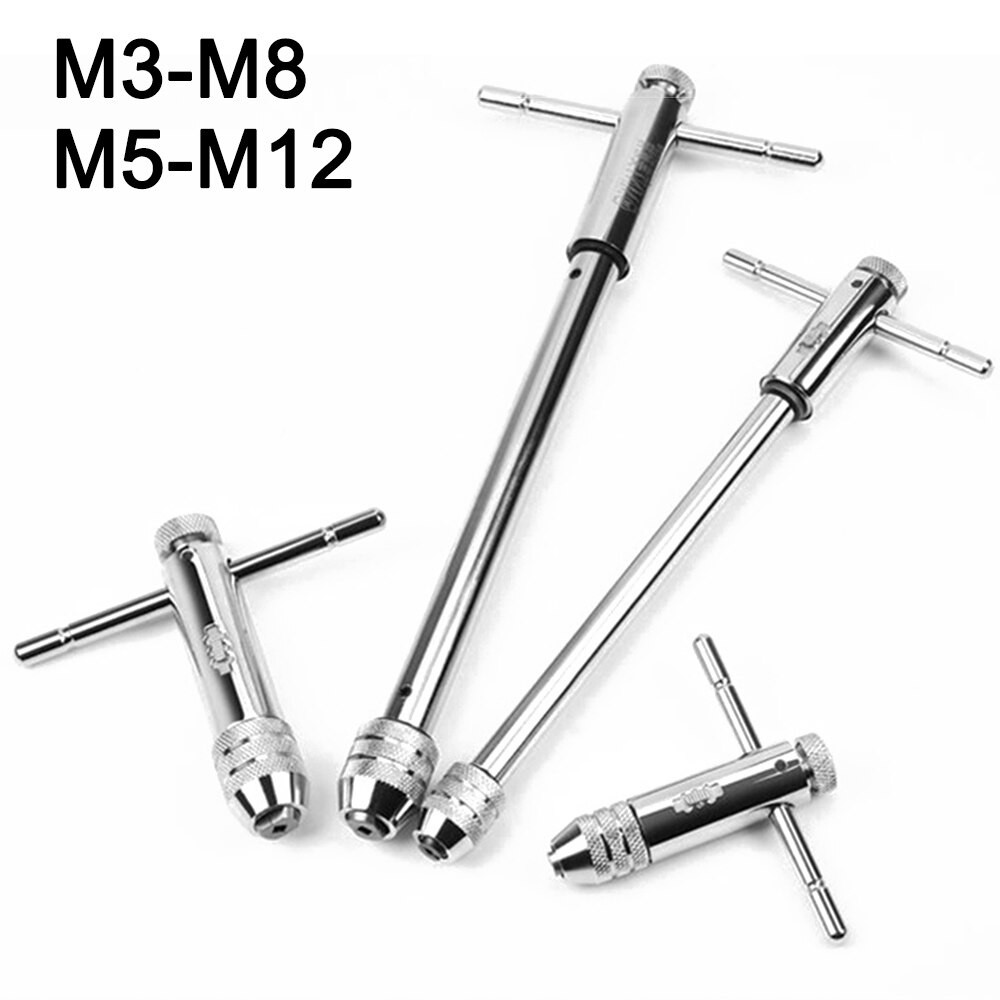 T Handle Adjustable M3-M8 M5-M12 T Handle Ratchet Tap Wrench with M3-M8 ...