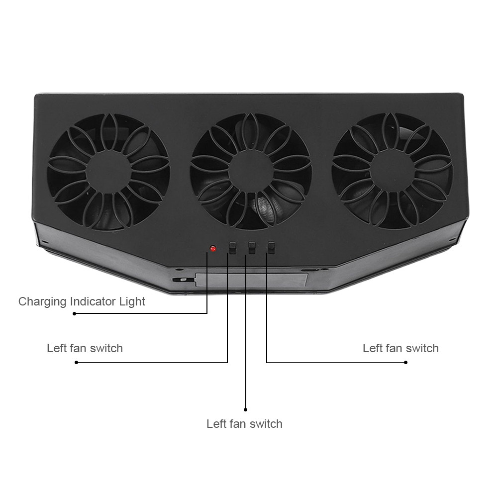 Car Cooling 3 Fans 2.4V Solar Powered Truck Exhaust Fan Car Radiator ...
