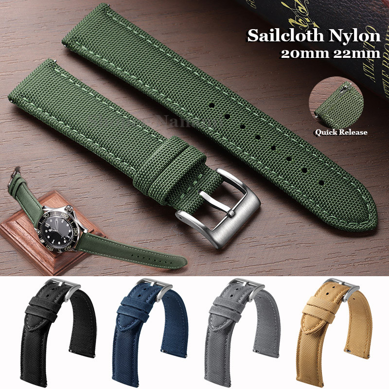 Premium Sailcloth Nylon Watch Band 20mm 22mm Two-Sided Canvas Watch ...