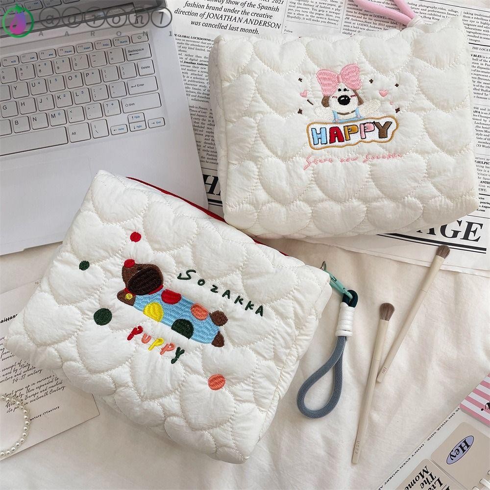 AARONB Stroller Organizer Bag, Quilted Cotton Embroidery Pram Storage Bag,  INS Style Diaper Nappy Travel Hanging Mommy Bag Baby Stroller Pouch