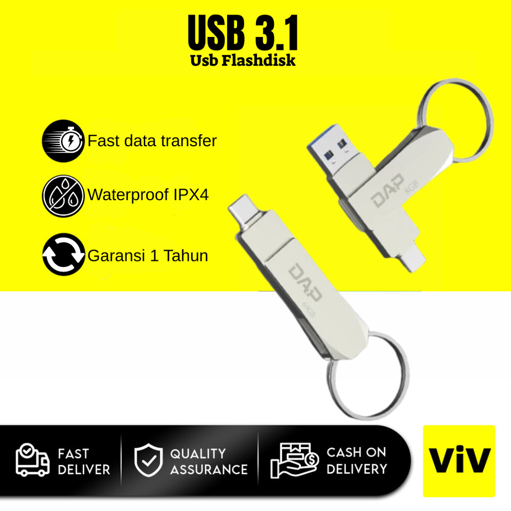 DAP Flashdisk OTG 8GB/16GB/32GB/64GB/128GB Dual Interface Type-C & USB3 ...