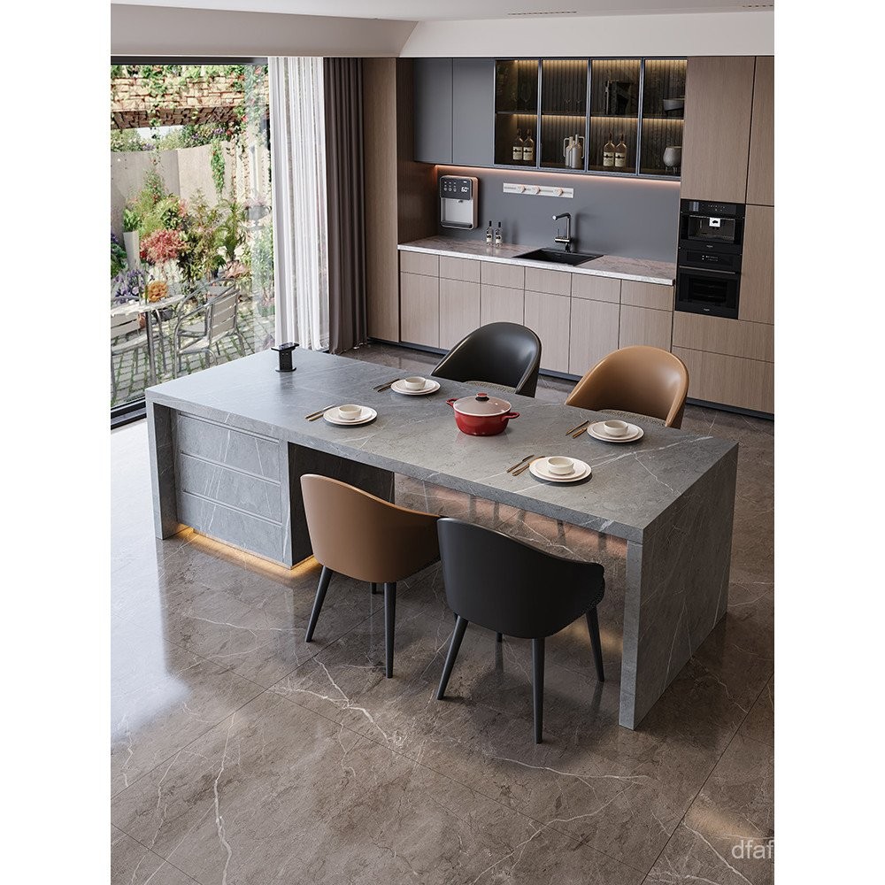 Italian Minimalist Flush Mount Sintered Stone Island Table Dining Table ...