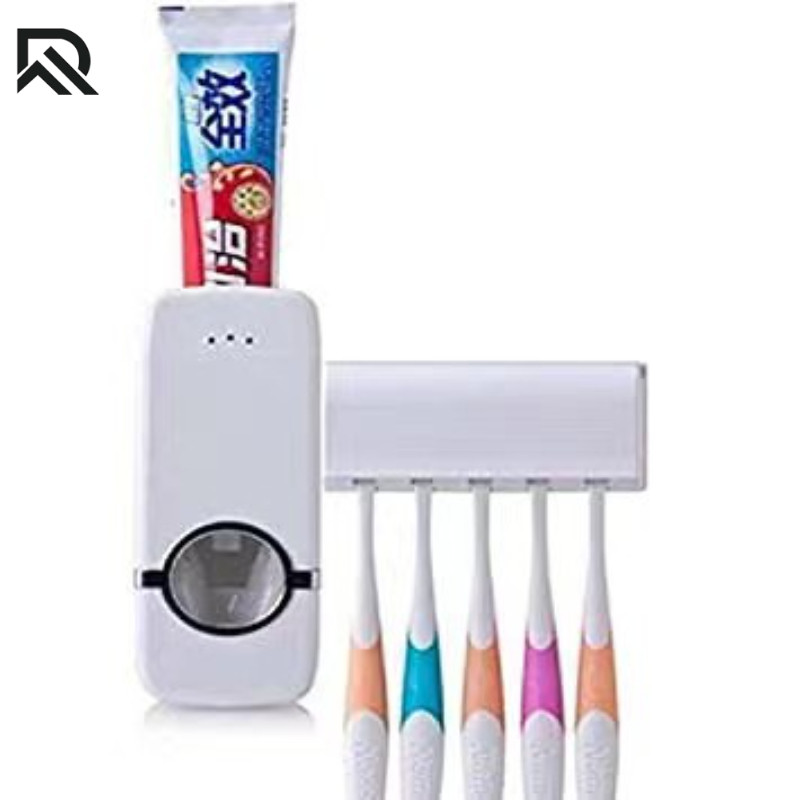 Toothbrush Toothpaste Dispenser Holder Wall Mounted Automatic Squeeze ...