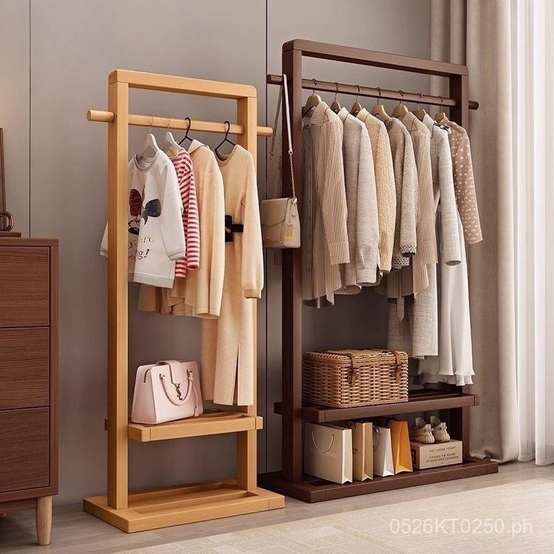 Multi-Functional Floor Standing Clothes Rack Solid Wood Living Room ...