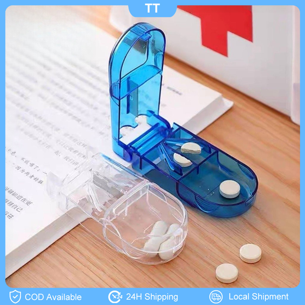 Transparent Pill or Tablet Cutter with Medicine Storage | Shopee ...