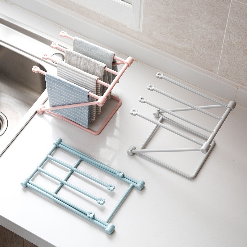 Towel Storage Rack Kitchen Dishcloth Organizer Foldable Washing Cloth ...
