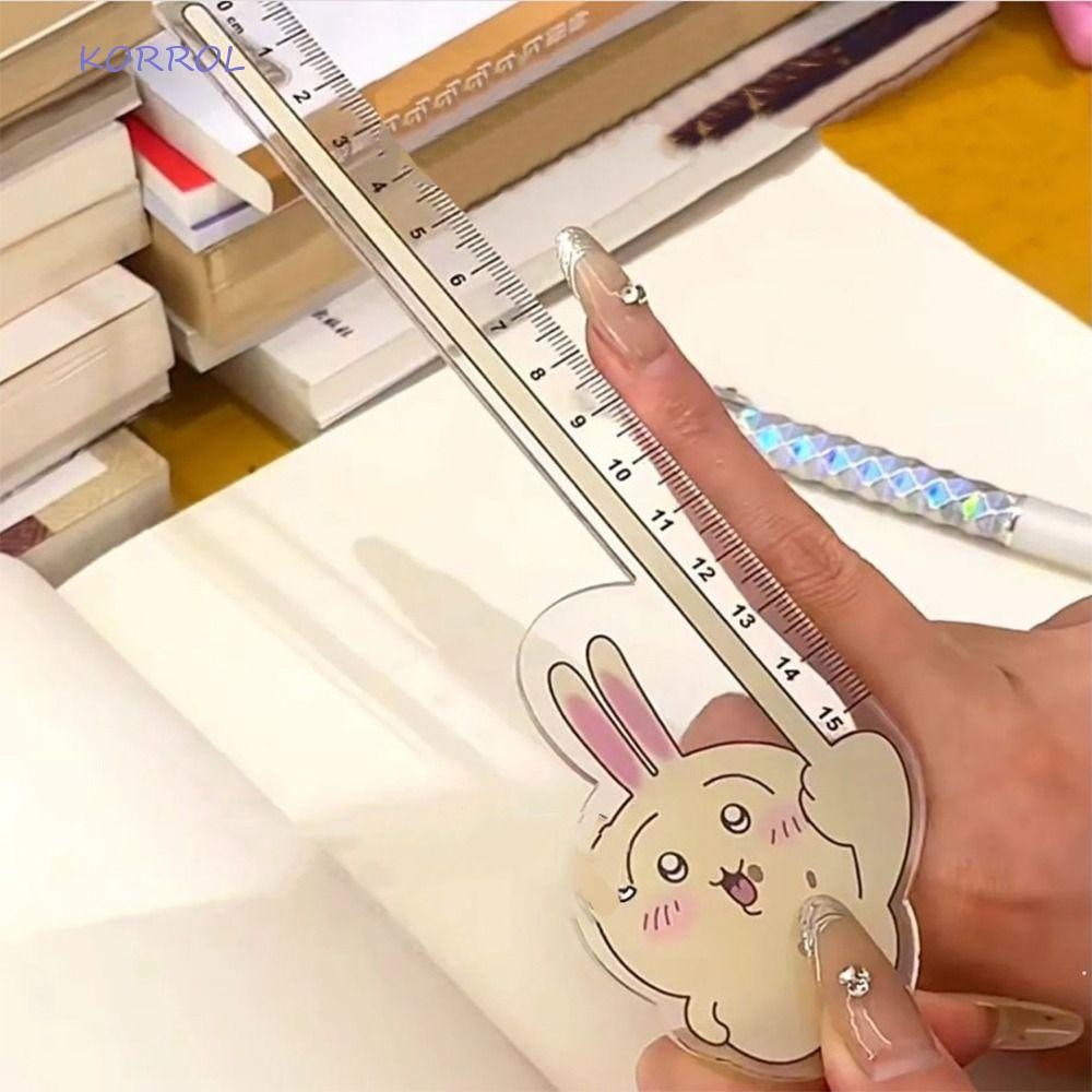KORROL 15CM Straight Ruler, Cute Cartoon Transparent Ruler, Stationery ...