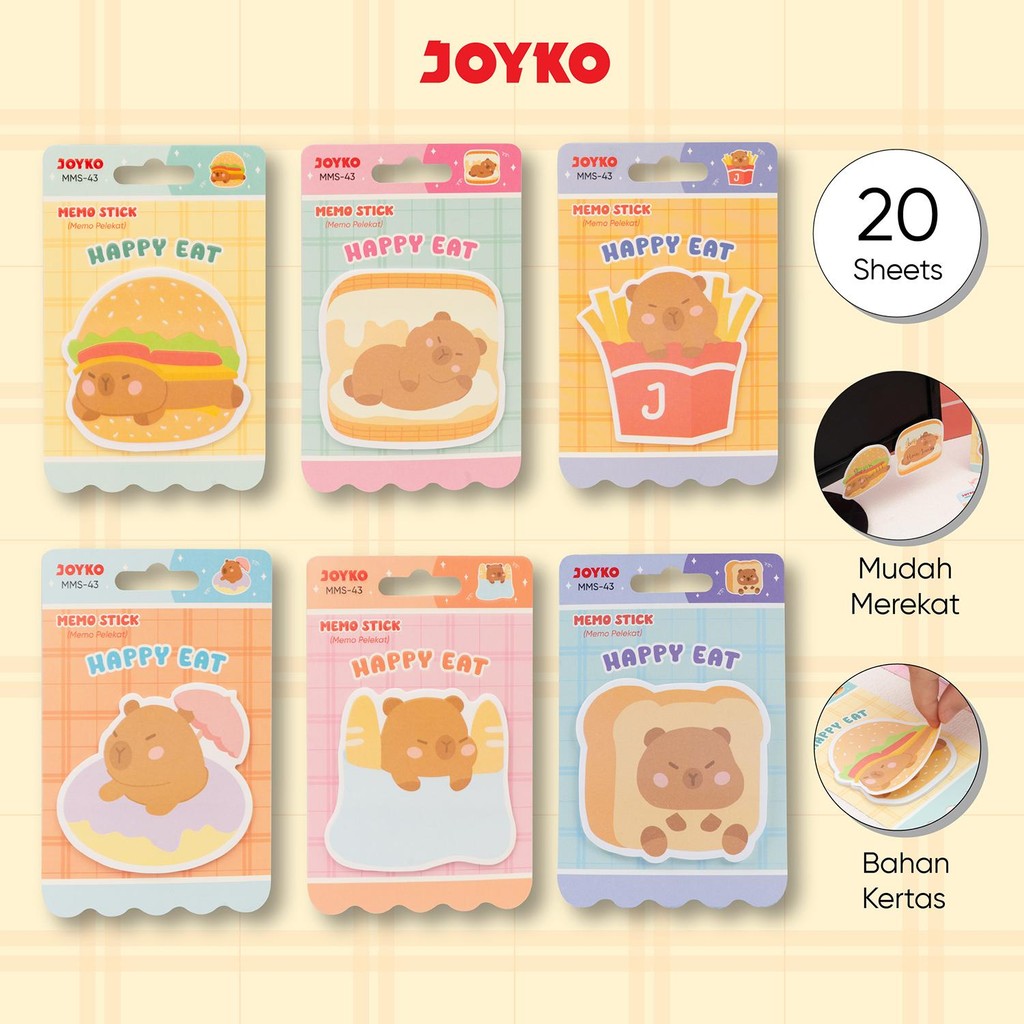 JOYKO Memo Stick Sticky Note Memo Paper Sticky Memo MMS-43 Happy Eat ...