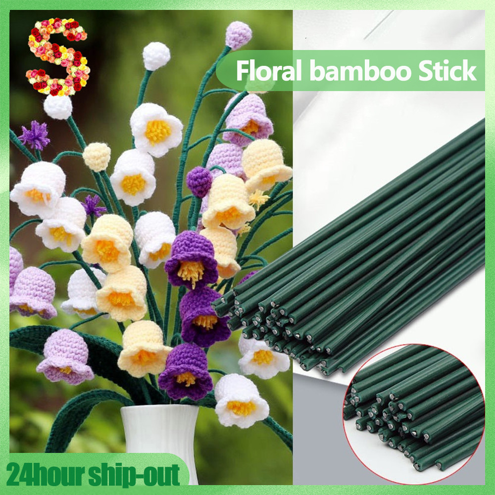 50pcs Floral Bamboo Stick Flower Iron Wire Rod Bouquet Making Material ...