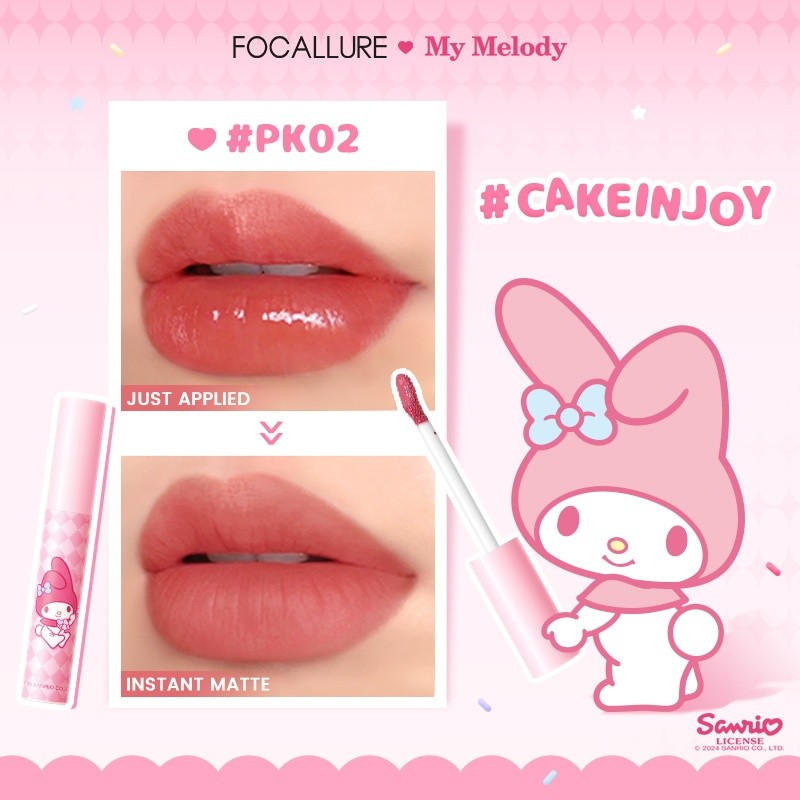 Focallure X Sanrio Watery Blur Matte Lip Tint Watery To Blur Moisture lightweight Non-sticky