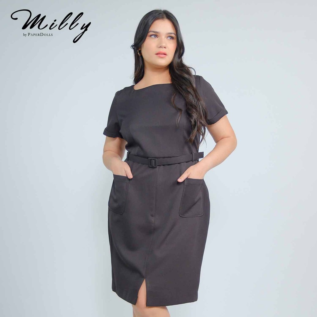 Milly Plus Size Elowen Shift Dress with Pleated Hem Detail