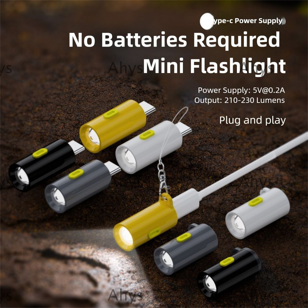 AHYS Type-C Mini Flashlight, with Lanyard Plug and Play USB C Emergency ...