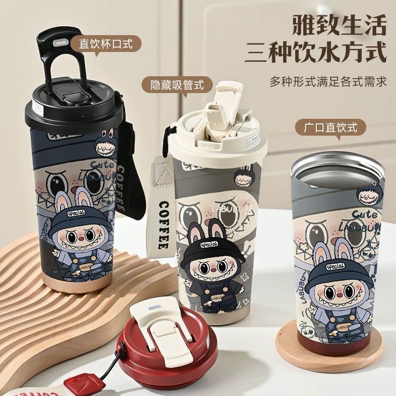 Wearing Hat Labubu Couple Insulated Cup Large Capacity Outdoor Special ...