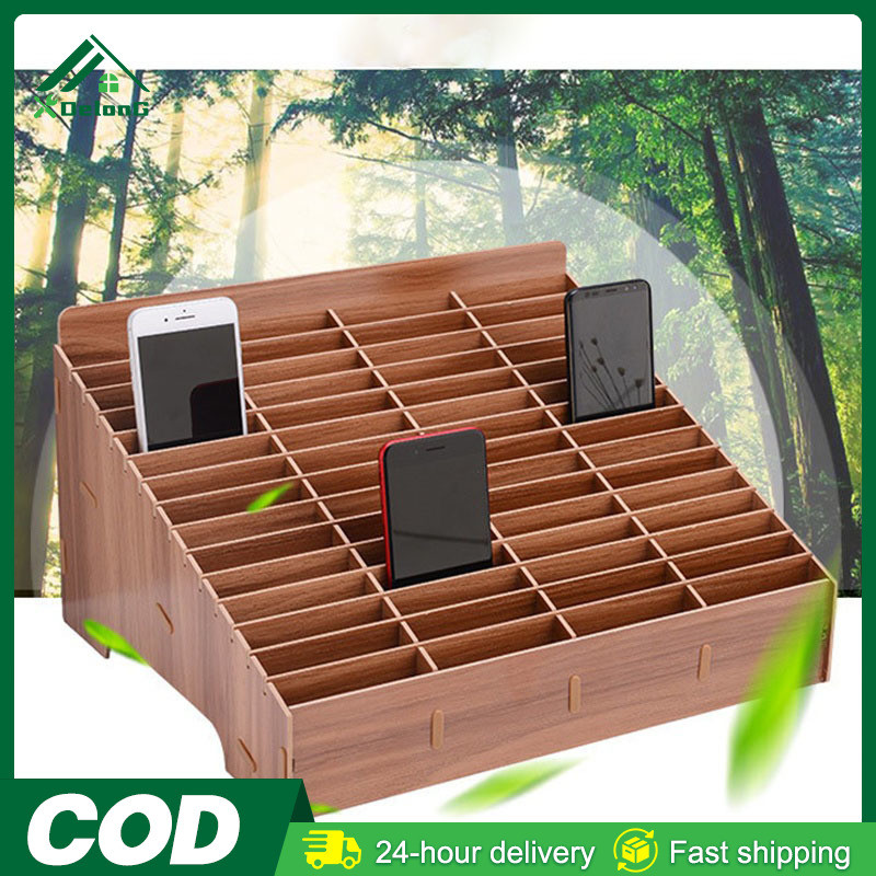 12/24 Grid Wooden Phone Storage Box Multi Grid Phone Storage Box Office ...