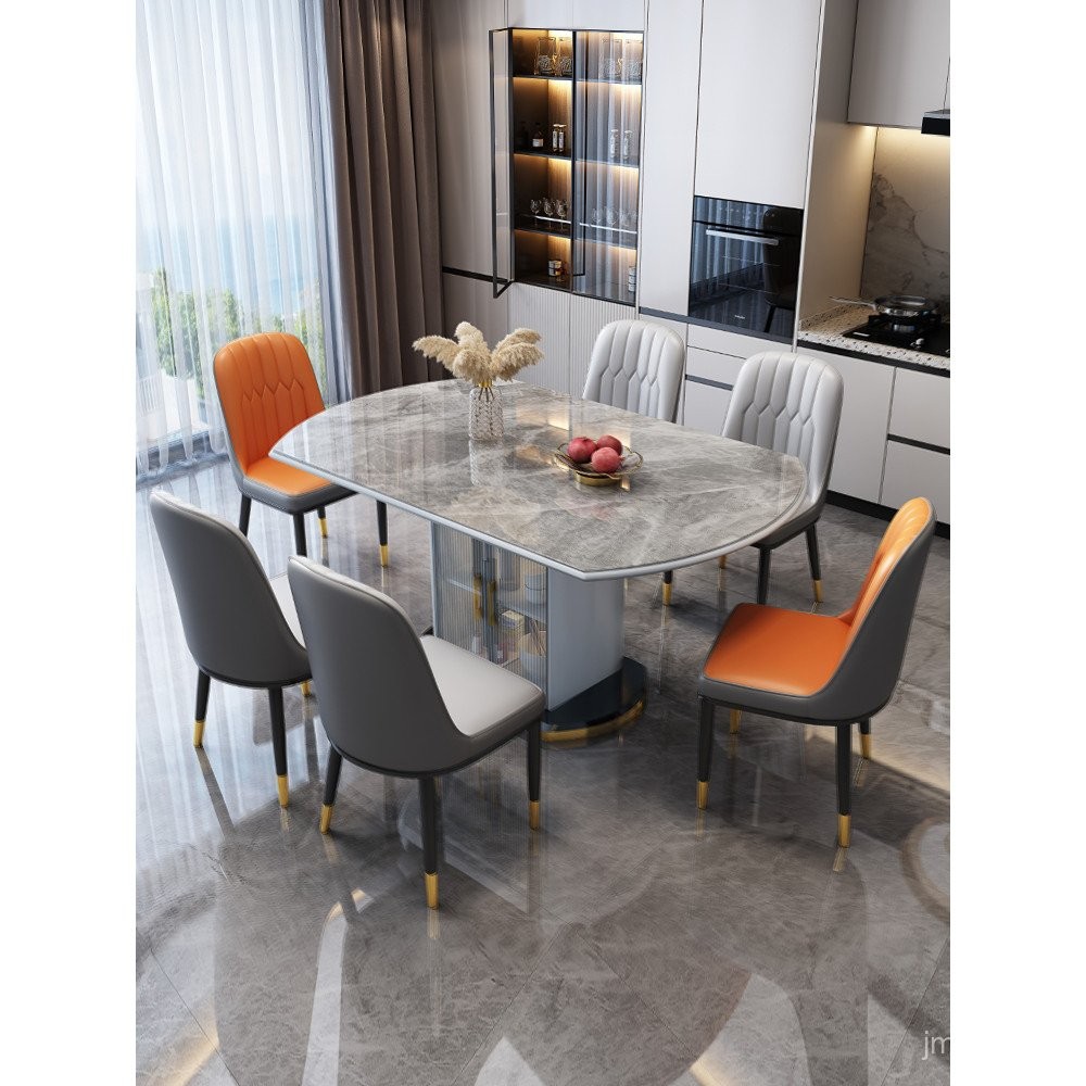 Light Luxury Rock Slab Dining Table and Chair Set Modern Simple Home ...