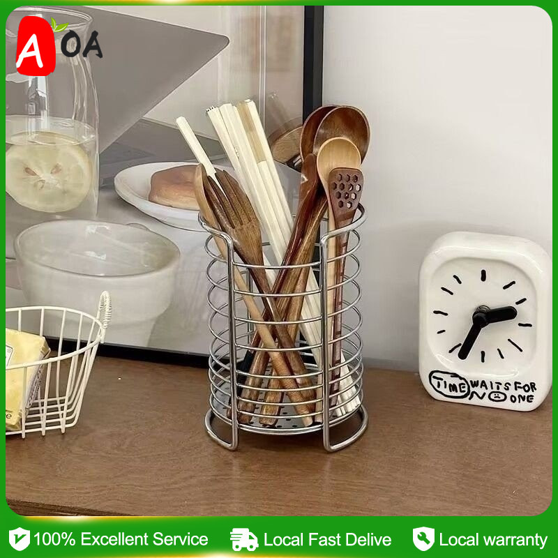 Kitchen Utensil Storage Rack with Drainage Function Anti-rust Stainless ...