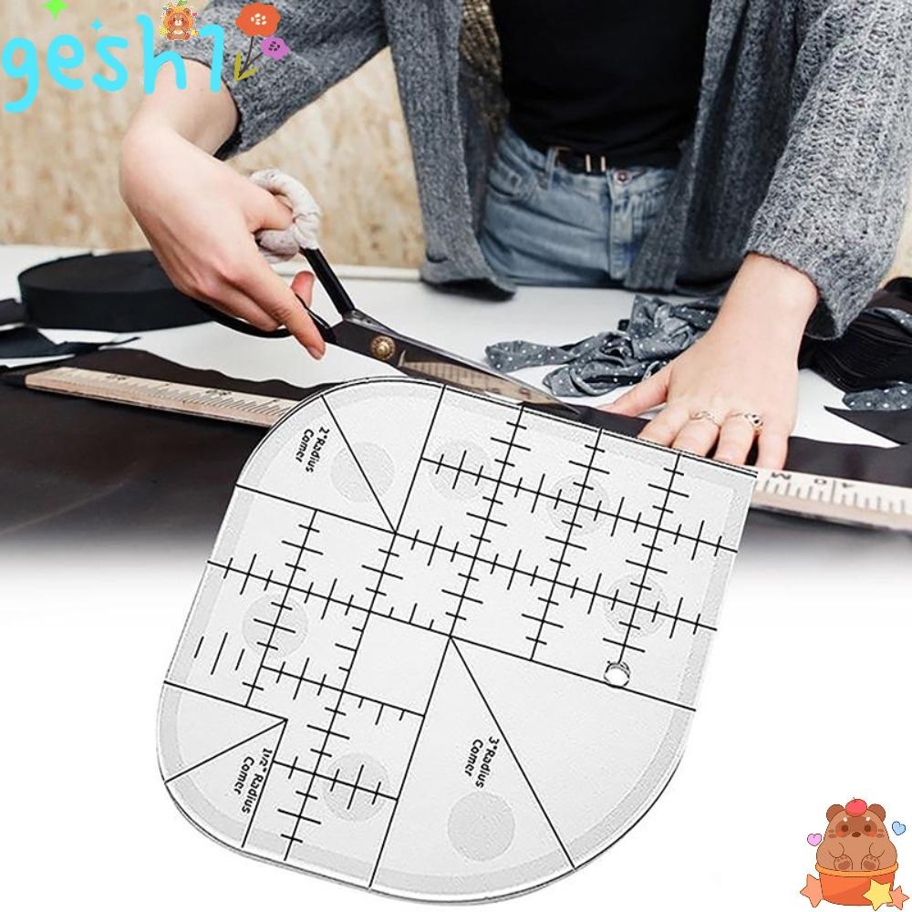 GESH1 Sewing Quilt Ruler, Multifunction With Round Edge Curved Corner ...